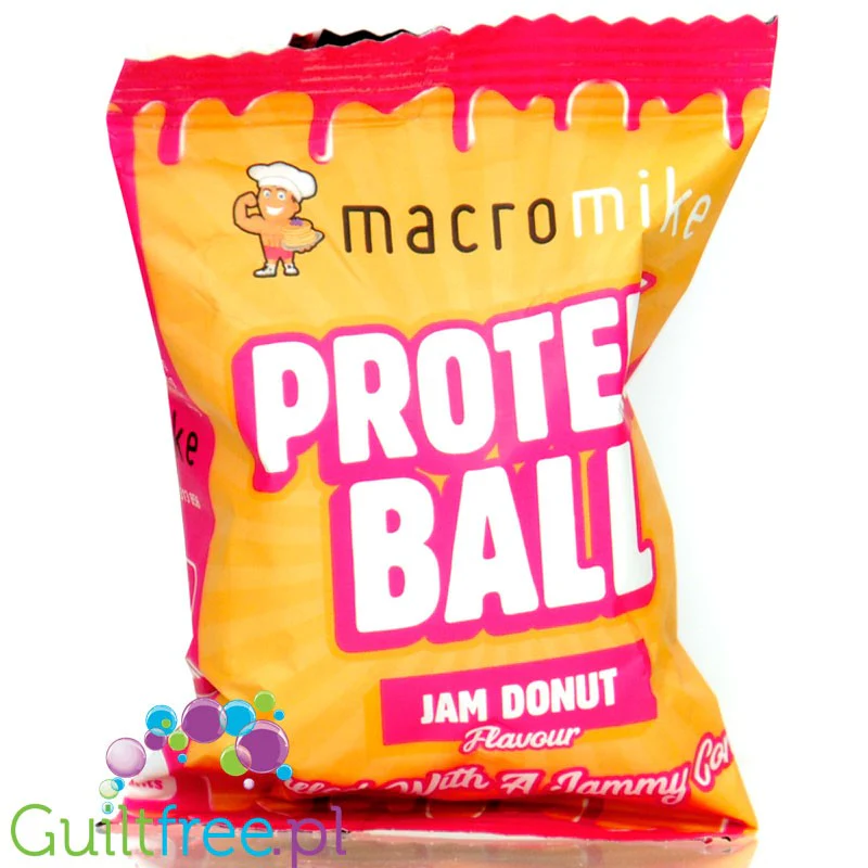 Macro Mike Protein Ball Jam Donut - wegańska kula białkowa z nadzieniem truskawkowym