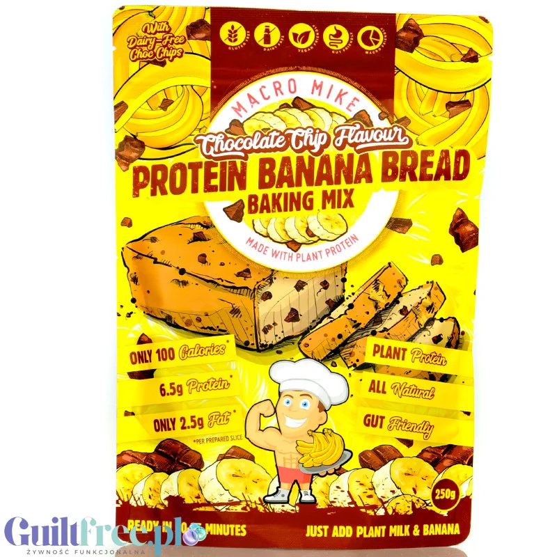 Macro Mike Protein Banana Bread Baking Mix - mieszanka do przygotowania wegańskiego chlebka bananowego - Image 3