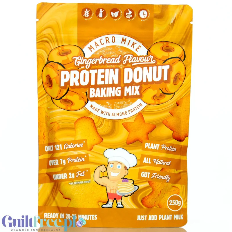Macro Mike Protein Donut Baking Mix, Gingerbread - mieszanka do przygotowania proteinowych donutów o smaku piernikowym