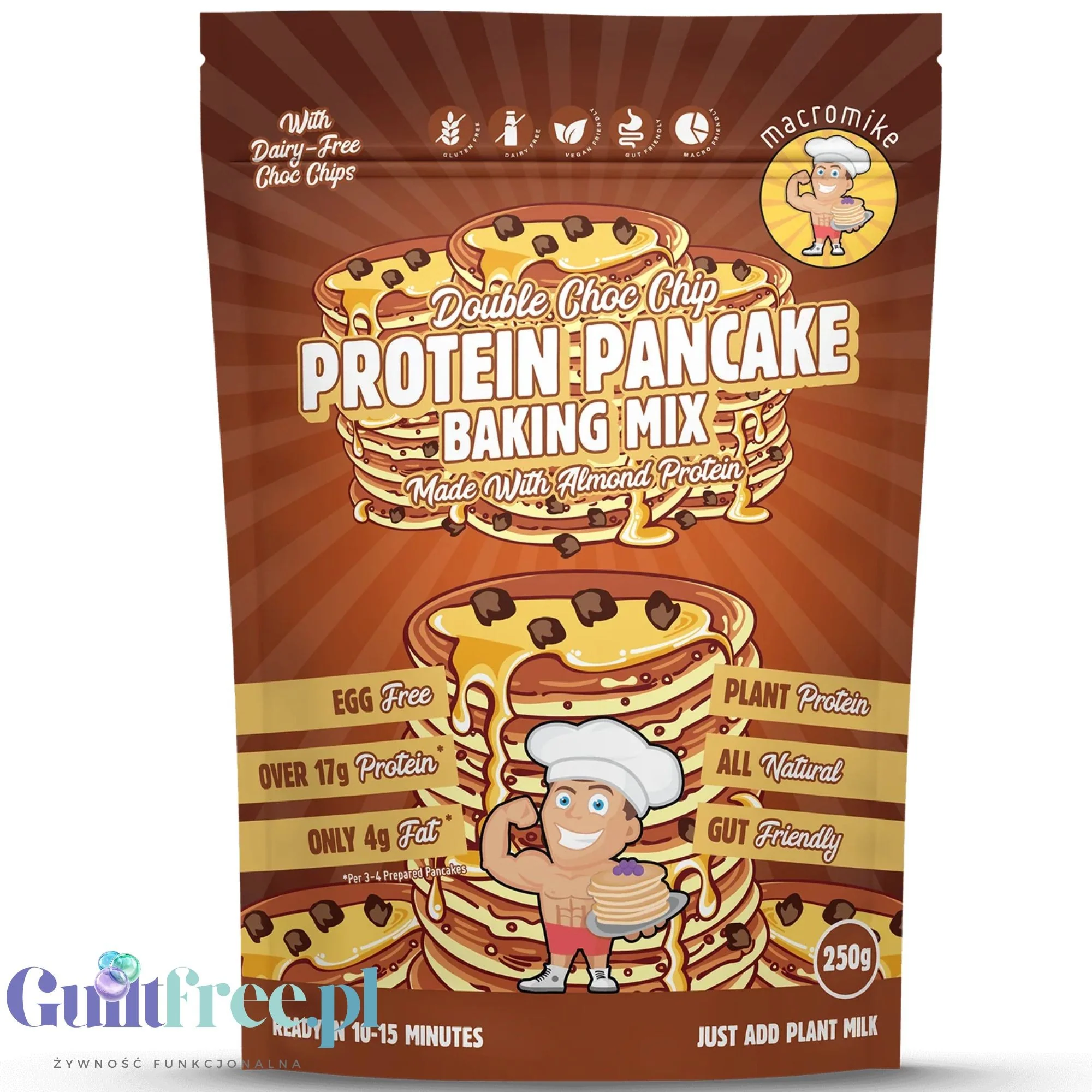 Macro Mike Protein Pancake Baking Mix, Double Choc Chip - mieszanka do wegańskich proteinowych naleśników