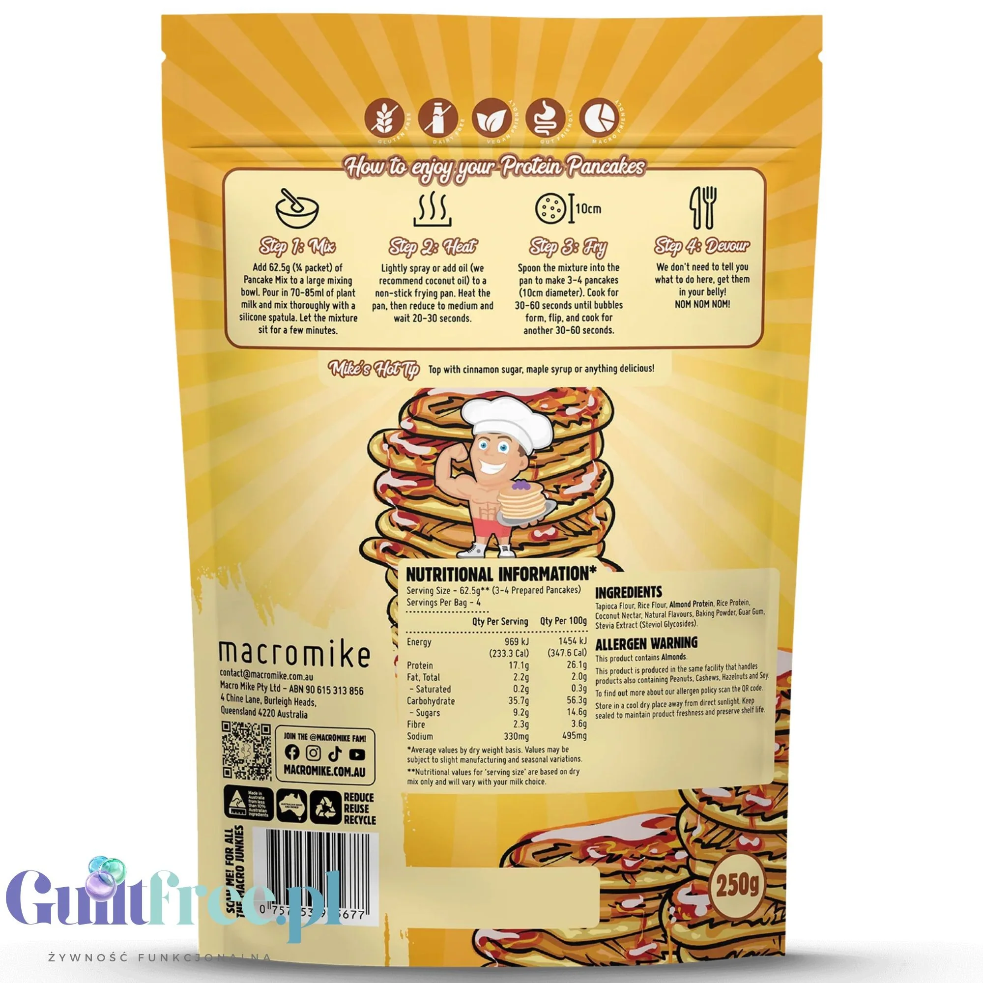 Macro Mike Protein Pancake Baking Mix, Original - mieszanka do wegańskich proteinowych naleśników - Image 2