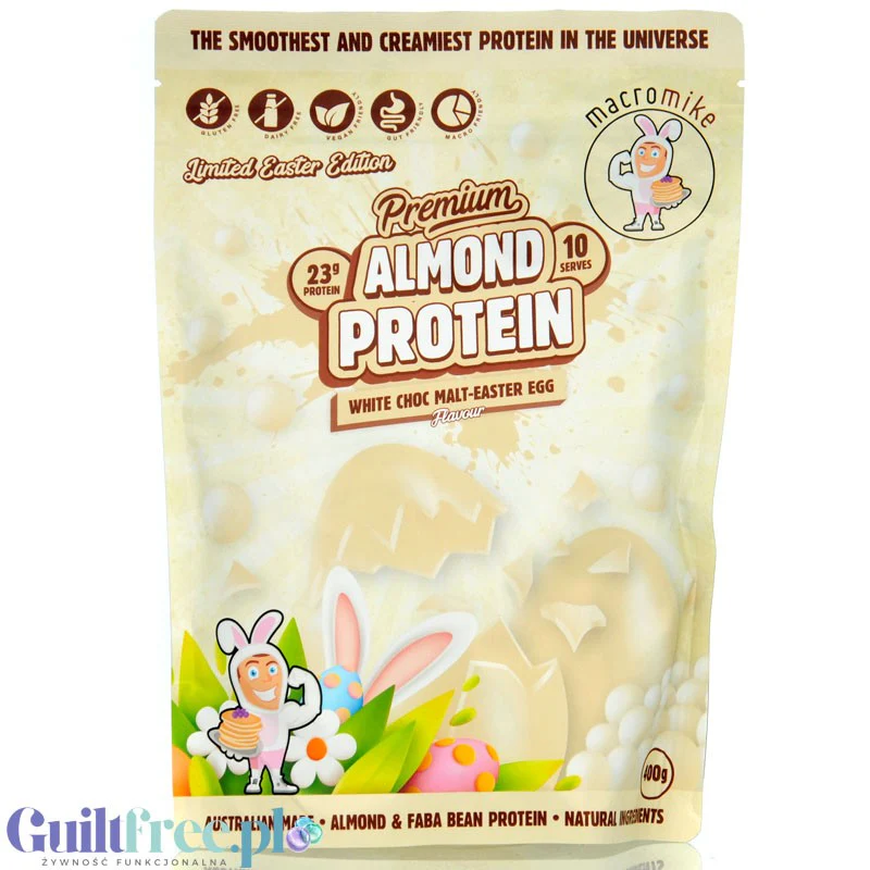 Macro Mike White Choc Malt-Easter Egg Premium Almond Protein - wegańska migdałowa odżywka białkowa bez glutenu i sukralozy - Image 3