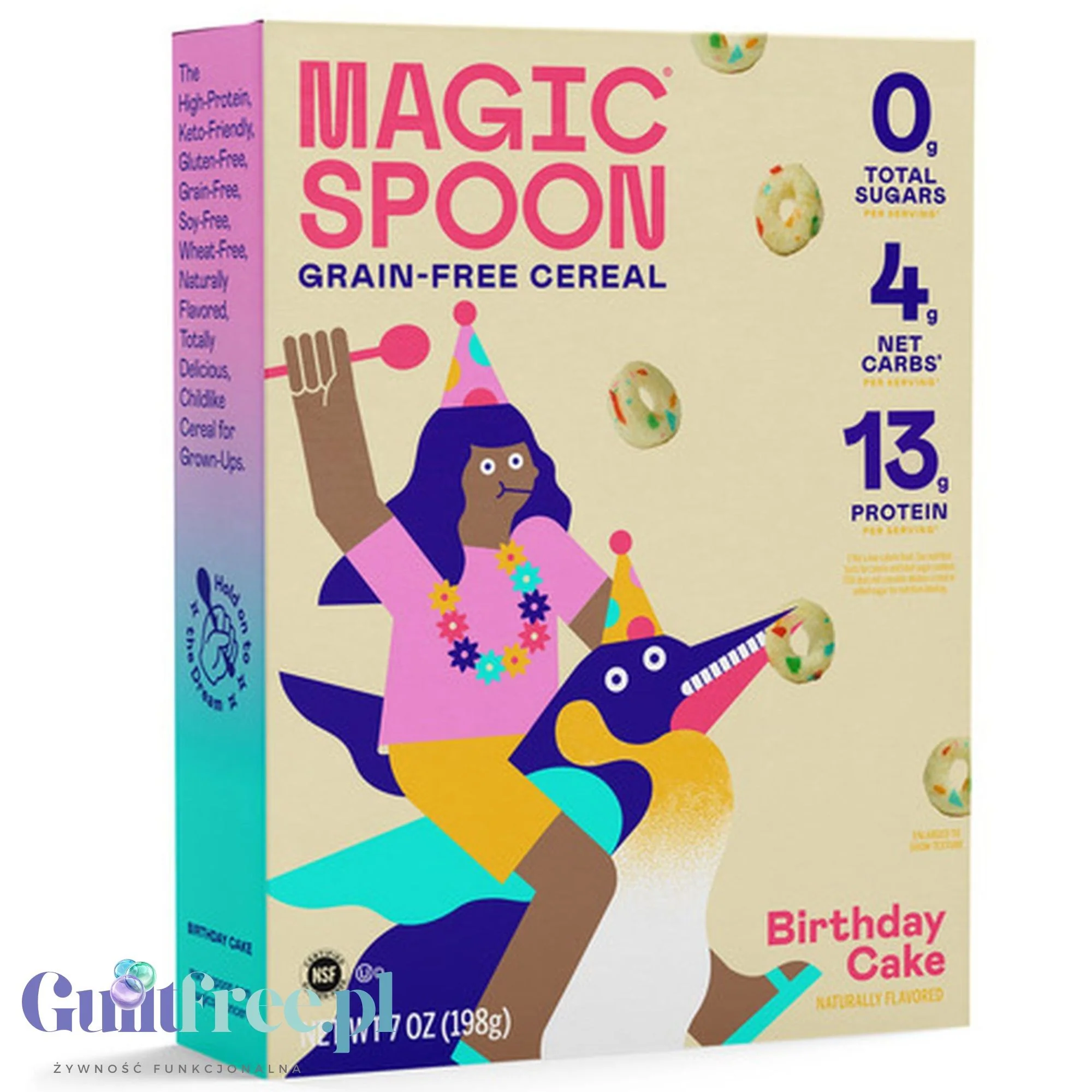 Magic Spoon Birthday Cake - proteinowe keto płatki śniadaniowe bez glutenu, soi i cukru