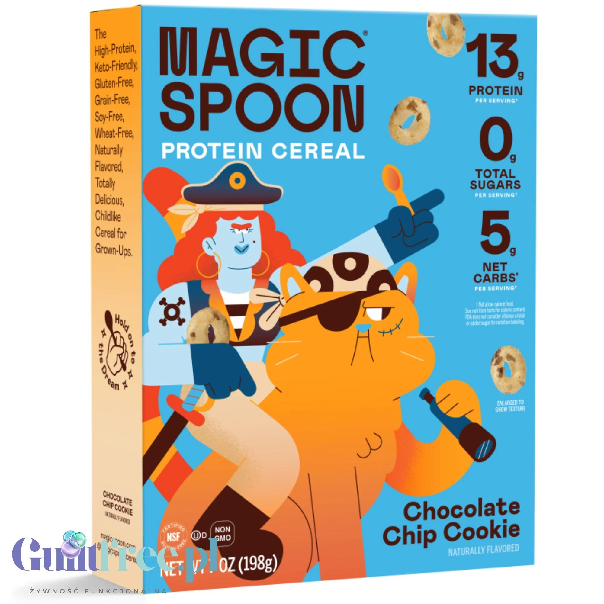 Magic Spoon Chocolate Chip Cookie - proteinowe keto płatki śniadaniowe bez glutenu, soi i cukru, smak Ciasteczka z Czekoladą