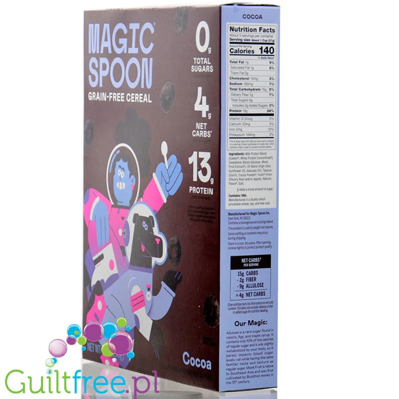 Magic Spoon Cocoa Cereal - proteinowe keto płatki śniadaniowe bez glutenu, soi i cukru, kakaowe kółeczka - Image 2