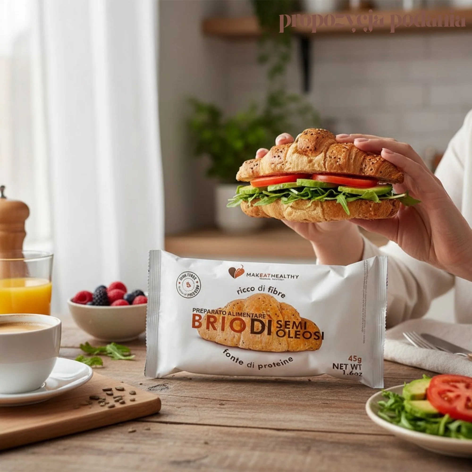 MakEatHealthy Brio Di Semi Oleosi - niskowęglowodanowy croissant z makiem i sezamem 22% błonnika - Image 3