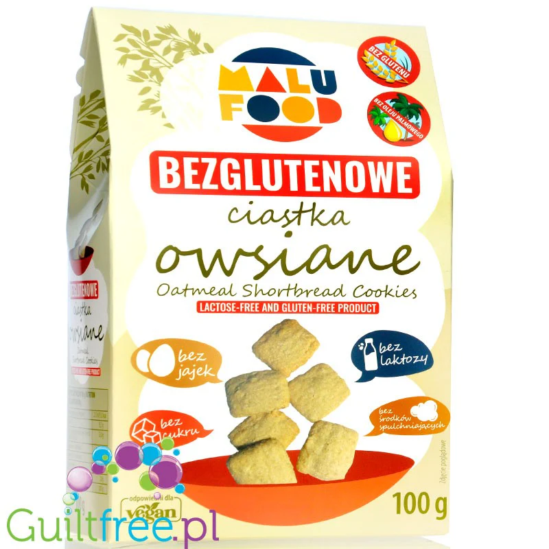 Malu Food Ciastka Owsiane - bezglutenowe herbatniki bez cukru, jaj, laktozy i spulchniaczy