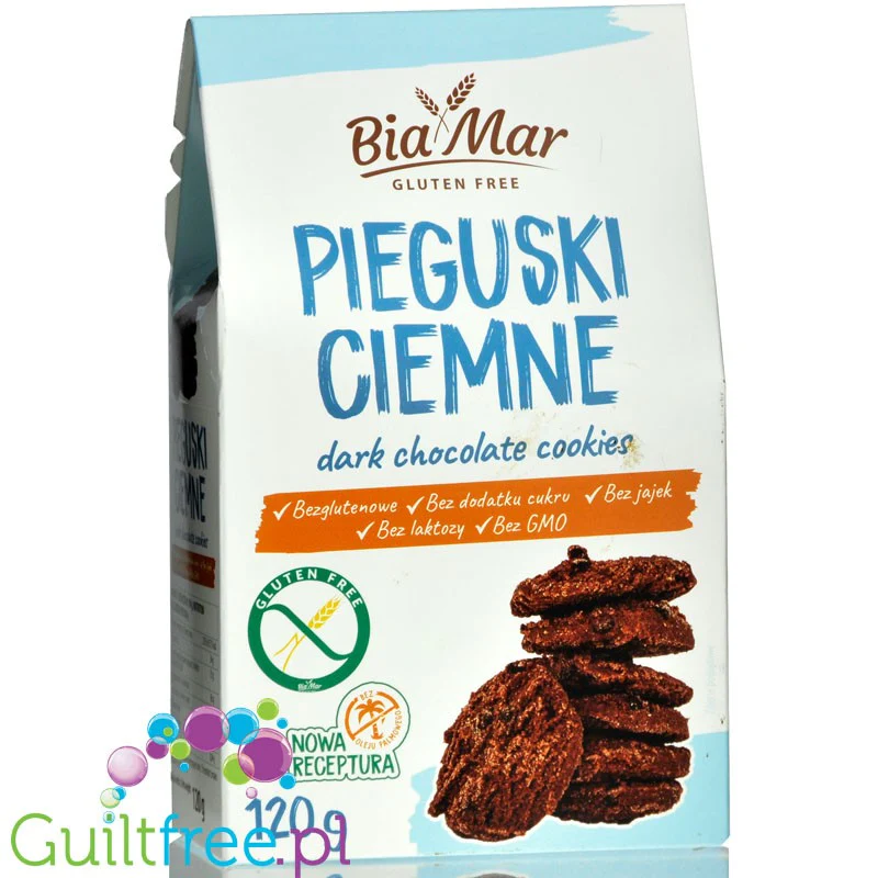 Malu Food Pieguski Ciemne - wegańskie bezglutenowe ciasteczka kakaowe bez cukru z kawałkami czekolady - Image 3
