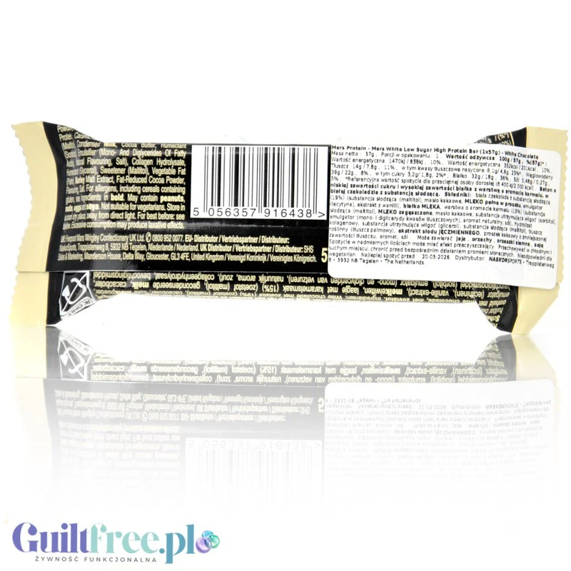 Mars Hi-Protein Low Sugar White Chocolate - niskocukrowy baton proteinowy z karmelem 18g białka - Image 2