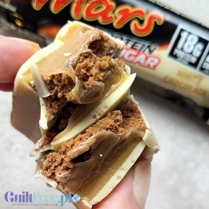 Mars Hi-Protein Low Sugar White Chocolate - niskocukrowy baton proteinowy z karmelem 18g białka - Image 4