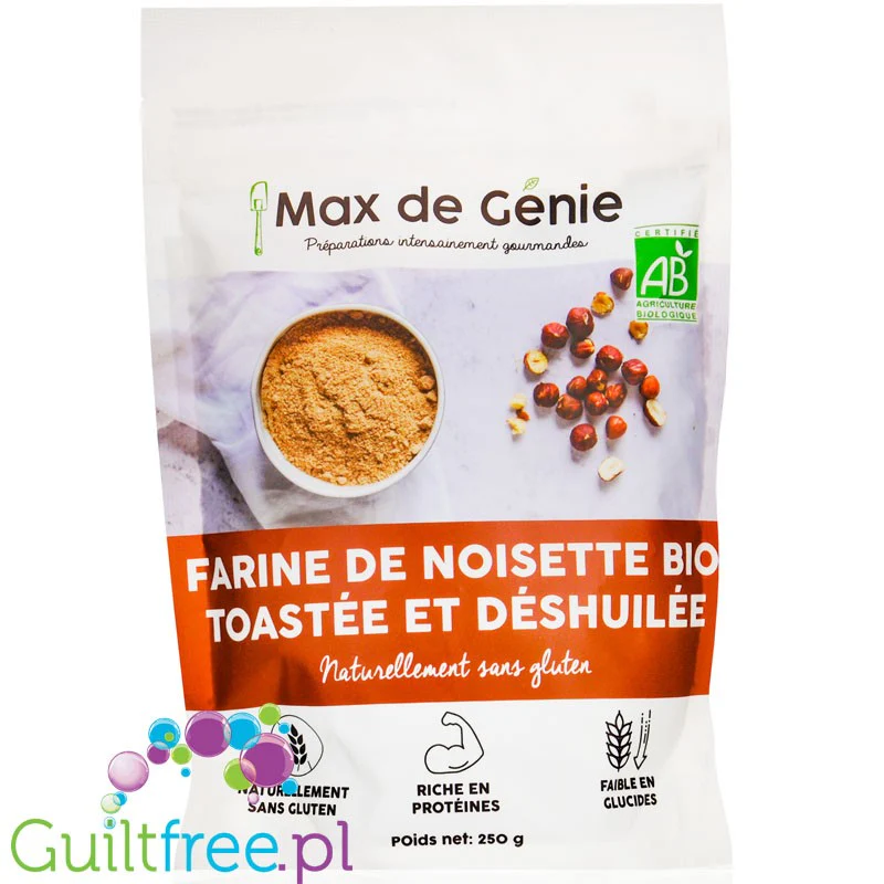 Max De Génie BIO Farine de Noisette - organiczna odtłuszczona mąka z prażonych orzechów laskowych