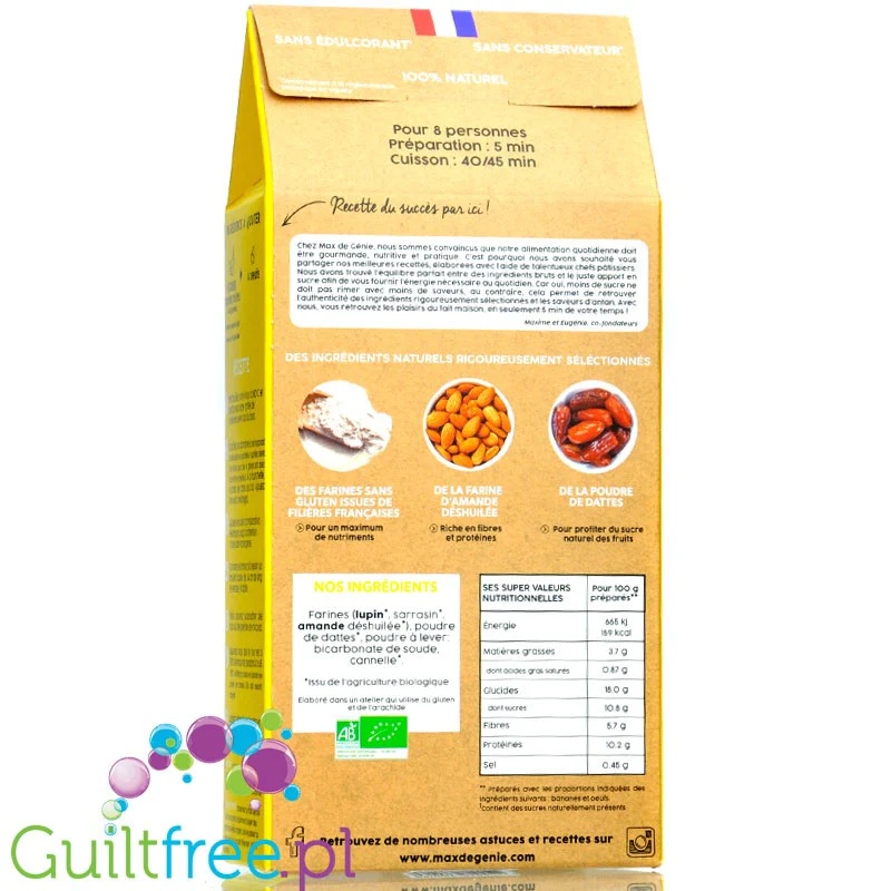 Max De Génie Organic Banana Bread - mieszanka na bezglutenowy chlebek bananowy bez cukru - Image 2
