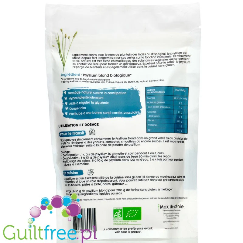 Max de Genie Psyllium Blond Biologique - bezglutenowa mielona biała babka płesznik, organiczna - Image 2
