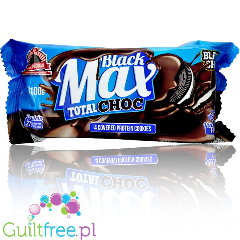 MAX Protein Black Max Cookies Total Choc - proteinowe ciastka z mlecznym kremem w polewie czekoladowej, bez cukru - Image 2