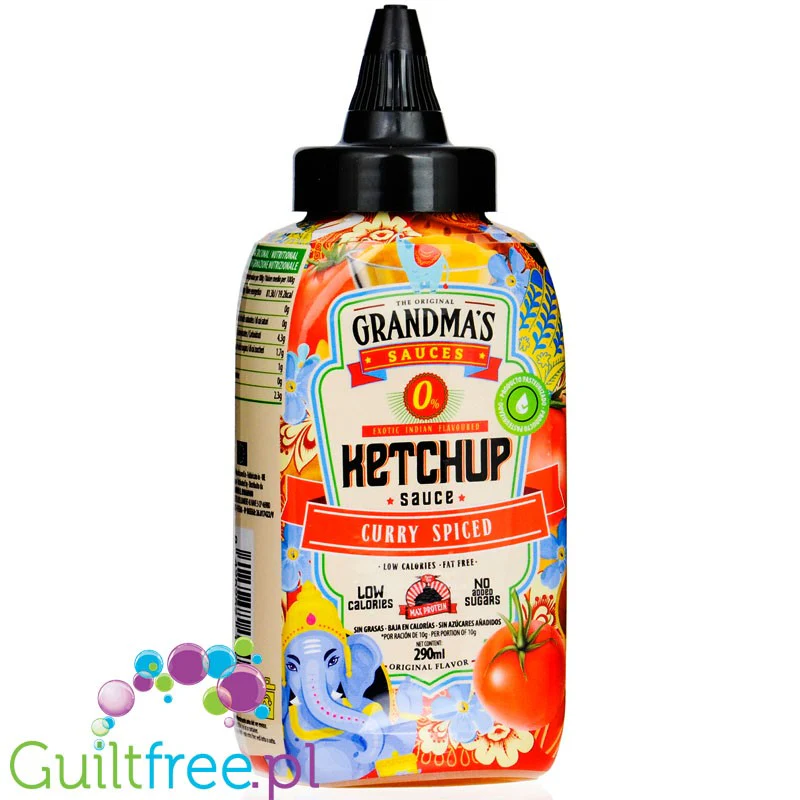 Max Protein Grandma's Ketchup Sauce Curry Spiced - pikantny ketchup curry z przyprawami tylko 19kcal