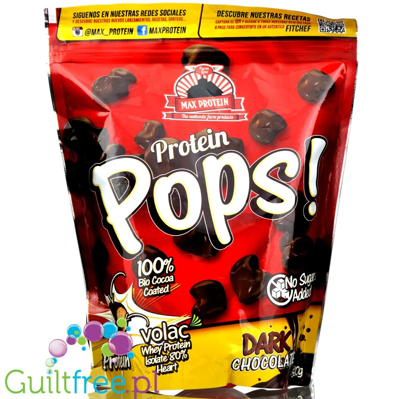 MAX Protein Pops Dark Chocolate 0,5kg - kulki proteinowe w polewie z ciemnej czekolady - Image 2
