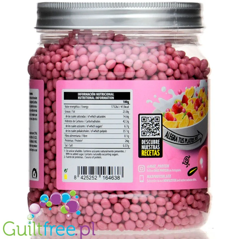 Max® Protein Pops Pink Cake 0,5kg - kulki proteinowe w polewie z czekolady bez cukru - Image 2