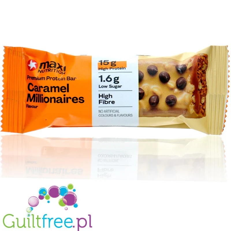 Maxi Nutrition Premium Protein Caramel Millionaires - baton białkowy 15g białka & 178kcal, Karmel & Czekolada Gold