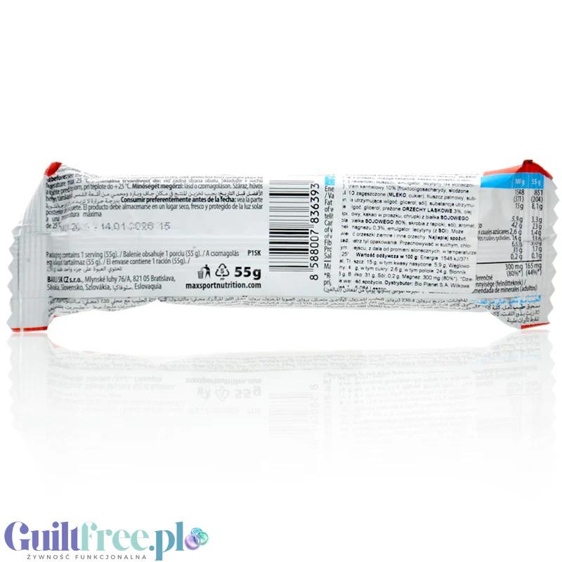 MaxSport Infinity Protein Bar Chocolate Hazelnut - baton proteinowy 31% białka z karmelem i orzechami laskowymi - Image 2