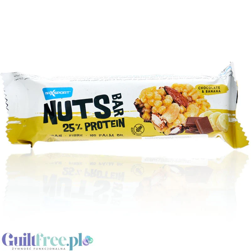 MaxSport Nut Protein Bar Chocolate & Banana - wegański proteinowy baton orzechowy z bananem i czekoladą, 25% białka