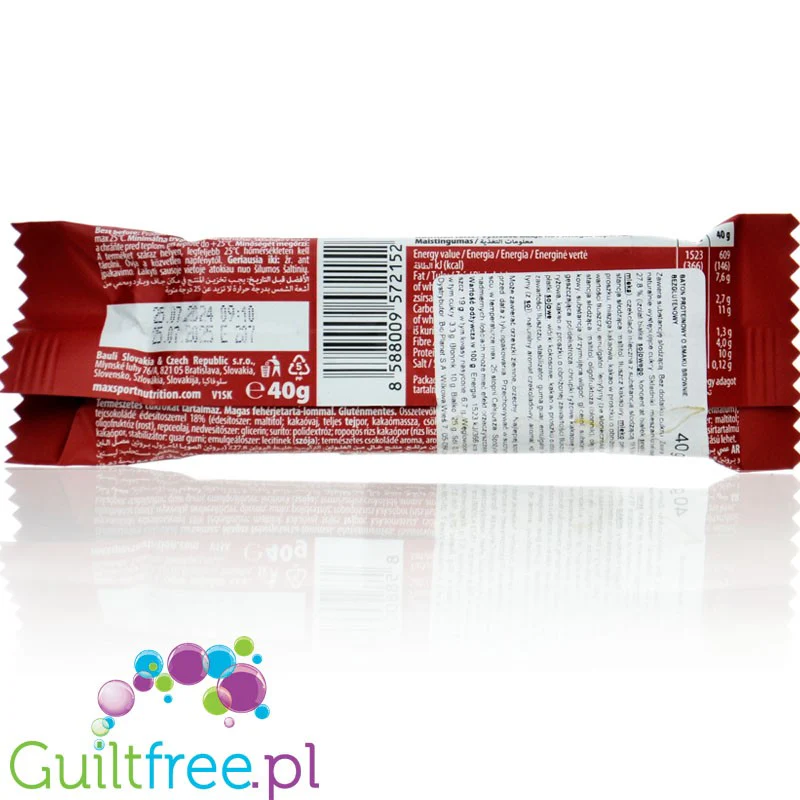 MaxSport Protein Bar Brownie - baton proteinowy o smaku brownie 10g białka & 146kcal, bez cukru i bez glutenu - Image 2
