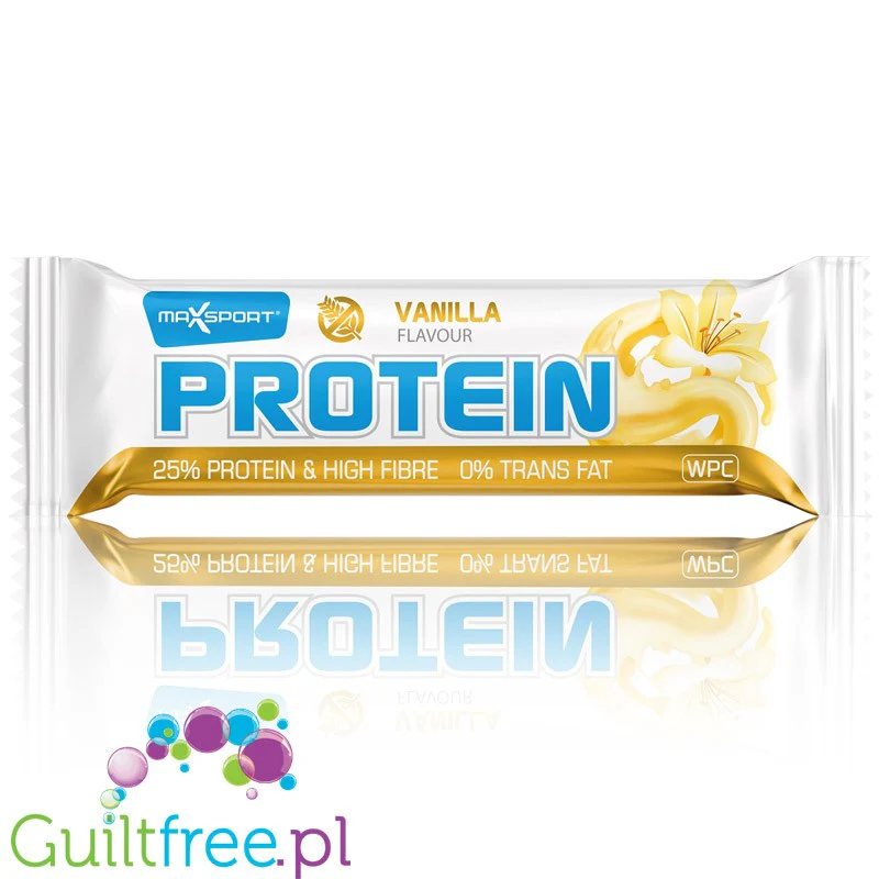 MaxSport Protein Bar Vanilla - bezglutenowy baton proteinowy 15g białka & 259kcal, Wanilia & Biała Polewa