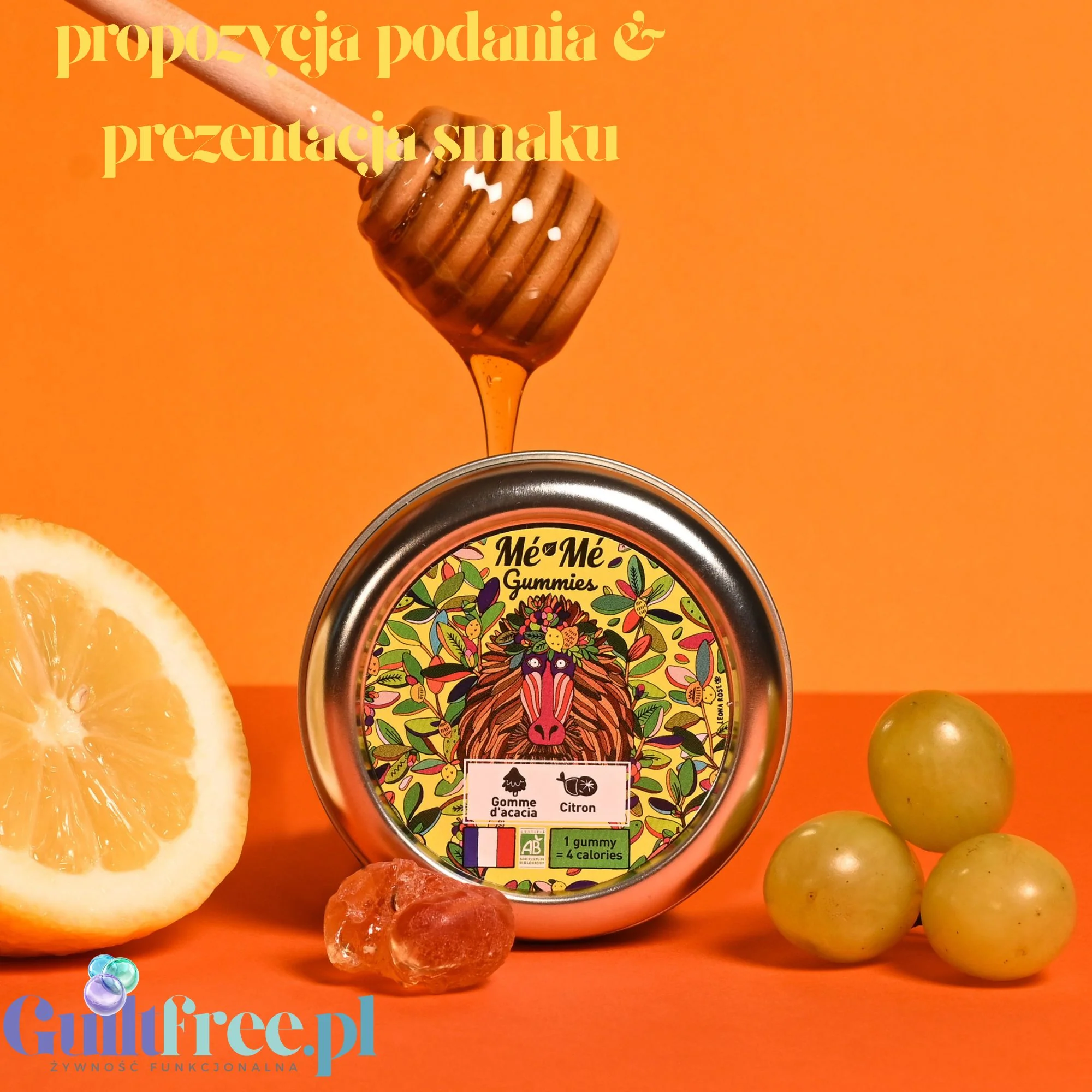 Me-Me Gummies, Gomme d'acacia Citron - naturalne żelki akacjowe z miodem, matcha i cytryną - Image 3