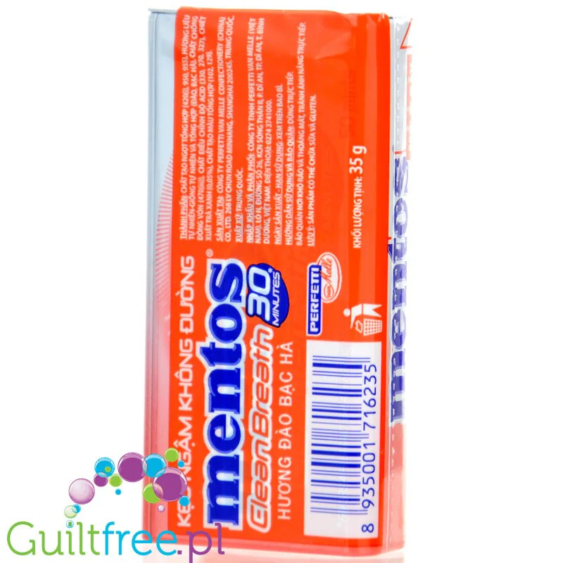 Mentos Clean Breath Peach Mints - wietnamskie drażetki bez cukru o smaku brzoskwiniowym - Image 2