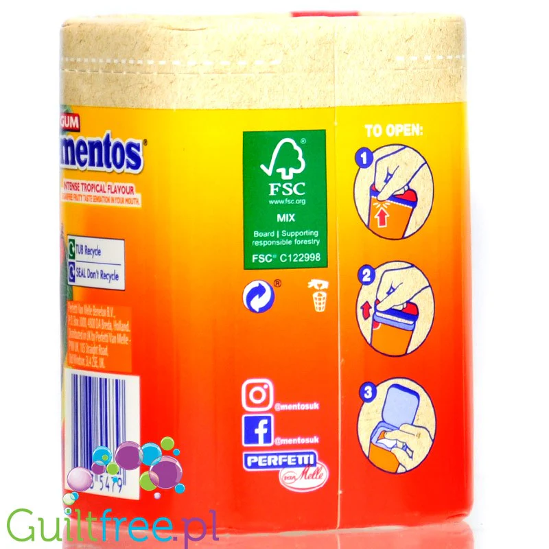 Mentos Pure Fresh Tropical - guma do żucia bez cukru o smaku owoców tropikalnych z płynnym wnętrzem - Image 2
