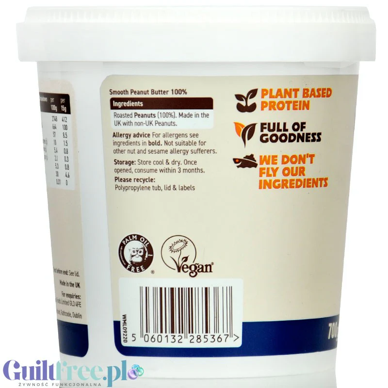 Meridian Peanut Butter Protein Smooth 0,7kg - masło orzechowe 100% z wysokobiałkowych orzechów - Image 2
