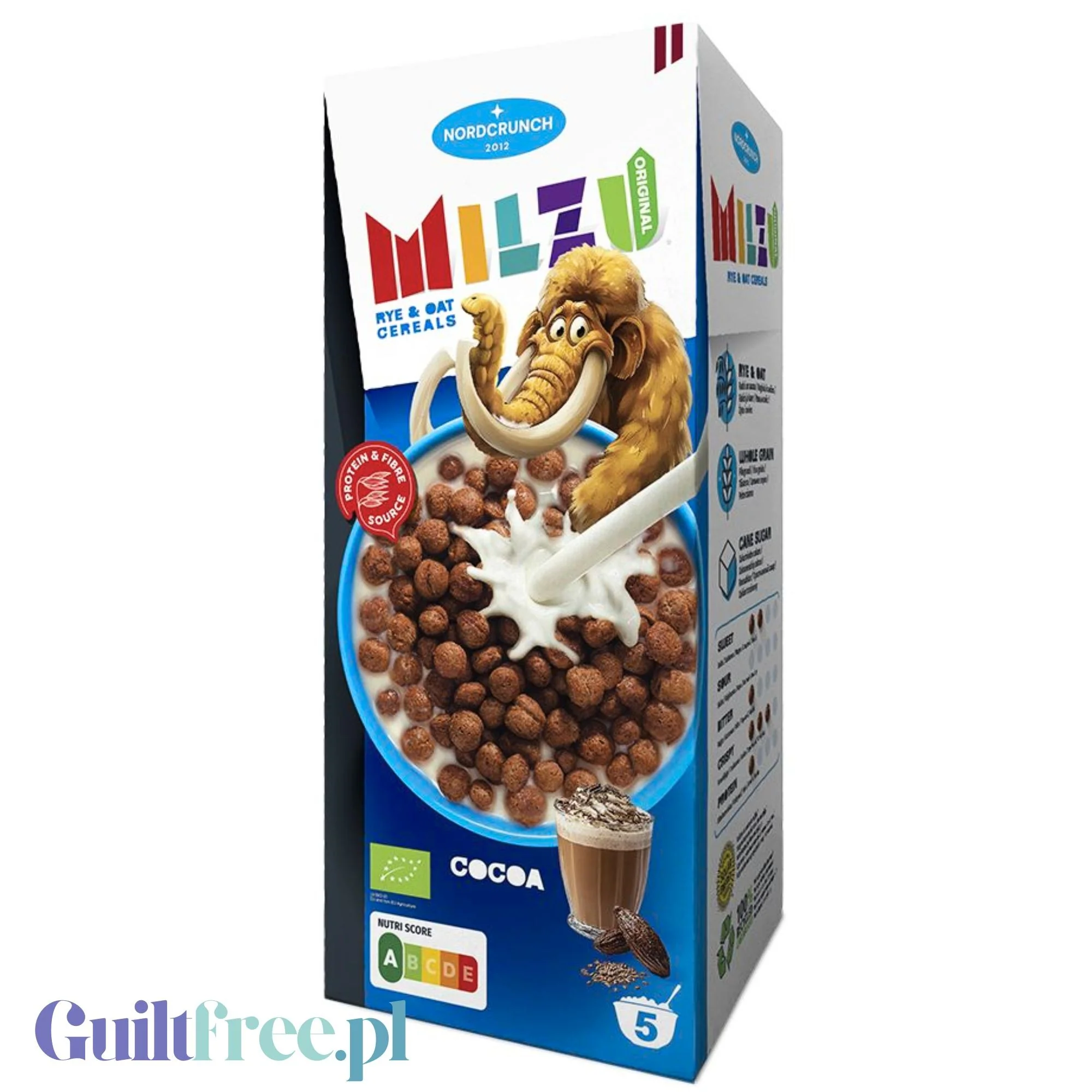 Milzu Cocoa - organiczne płatki zbożowe, kulki żytnio-owsiane z kakao i białkiem grochu