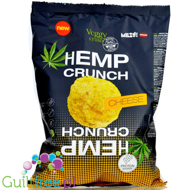 Milzu Veggy Crush Hemp Crunch Cheese - chrupki z białkiem konopnym o smaku serowym
