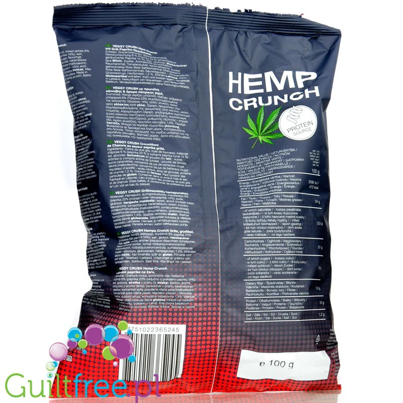 Milzu Veggy Crush Hemp Crunch Grilled Paprika - chrupki z białkiem konopnym, Grillowana Papryka - Image 2