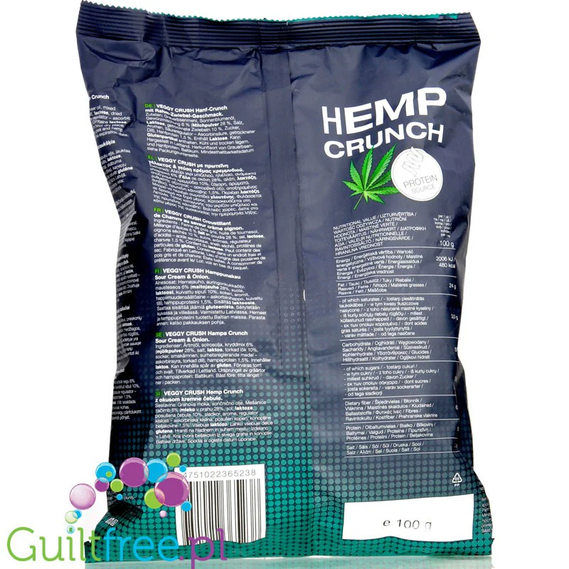 Milzu Veggy Crush Hemp Crunch Sour Cream & Onion - chrupki z białkiem konopnym, Śmietanka z Cebulką - Image 2