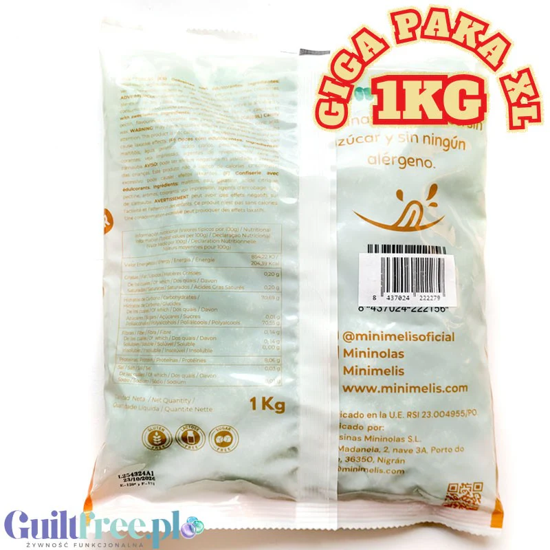 Minimelis Gummy Pearls Green GIGA PAKA 1KG - kwaśne zielone kulki żelki bez cukru 40% mniej kalorii - Image 2