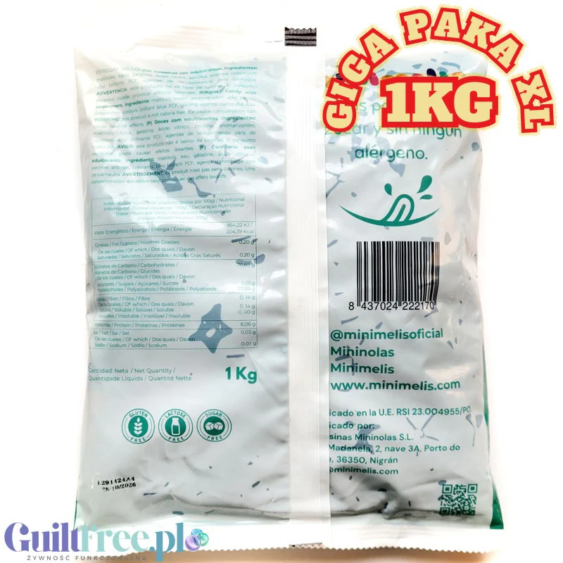 Minimelis Gummy Stars GIGA PAKA 1KG - błękitne gwiazdki żelki bez cukru 40% mniej kalorii - Image 2