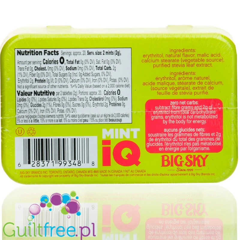 Mint IQ Icy Citrus Keto Mints - miętowo-cytrynowe pudrowe pastylki bez cukru ze stewią i erytrolem - Image 2