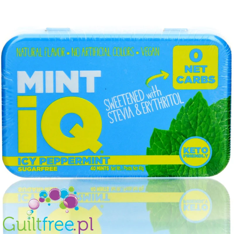 Mint IQ Icy Peppermint Keto Mints - miętowe pudrowe pastylki bez cukru ze stewią i erytrolem