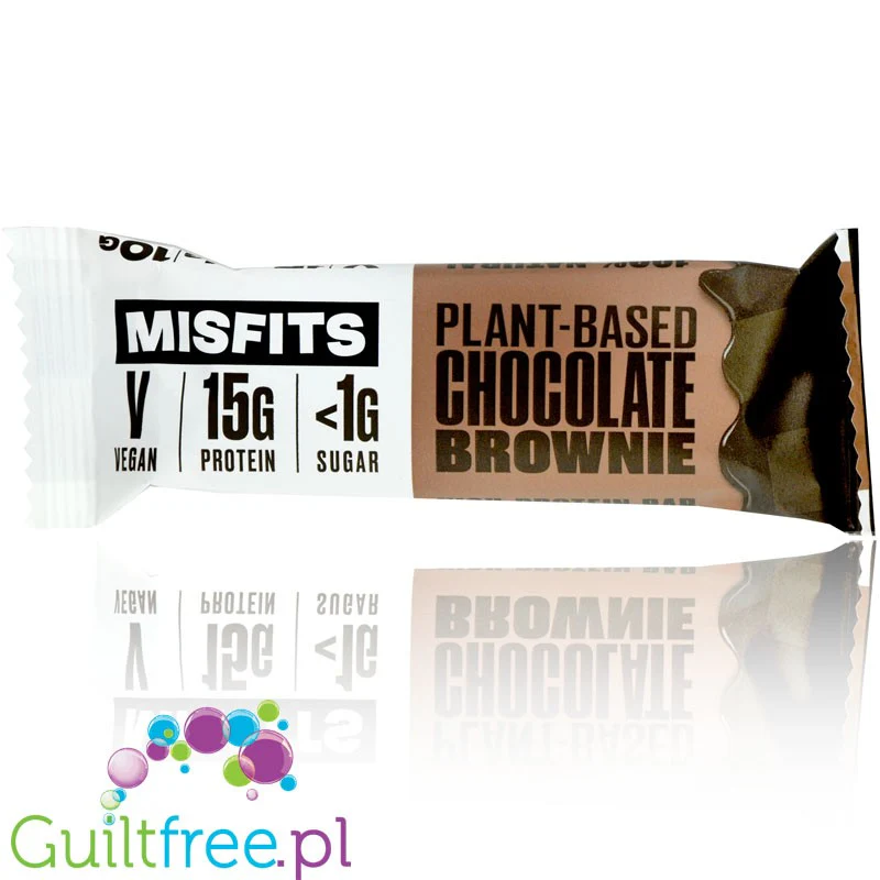 MisFits Plant Chocolate Brownie - wegański baton proteinowy ze stewią i ksylitolem - Image 3