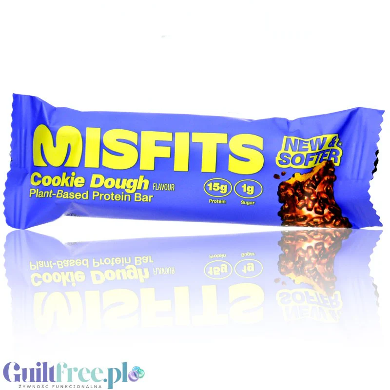 Misfits Protein Bar Cookie Dough - wegański baton proteinowy bez cukru z karmelem w czekoladzie