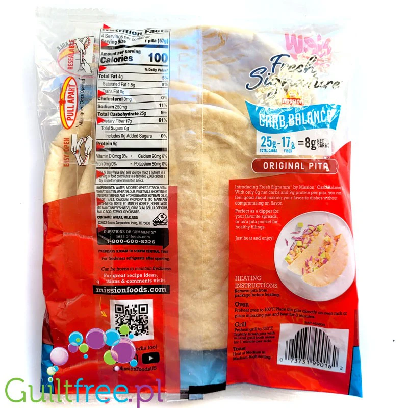 Mission Carb Balance Original Pita - niskowęglowodanowe pity błonnikowe 100kcal & 8g węglowodanów - Image 2