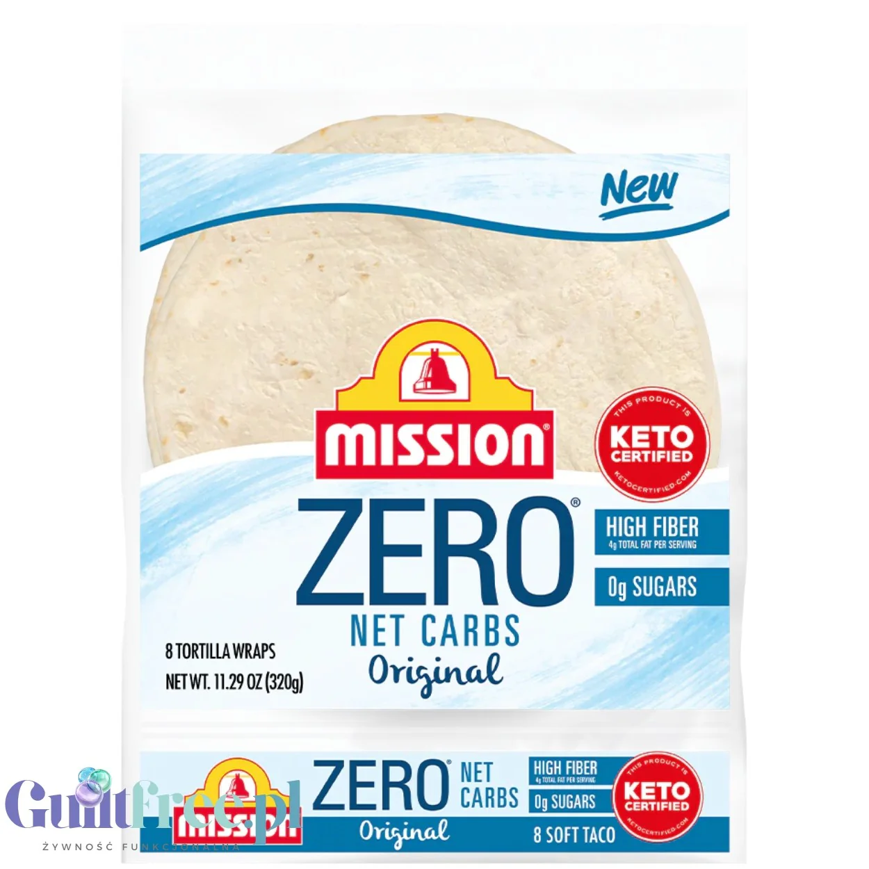Mission Foods Zero Net Carb Soft Taco - duże tortille BEZ węglowodanów 80kcal w sztuce, 8szt