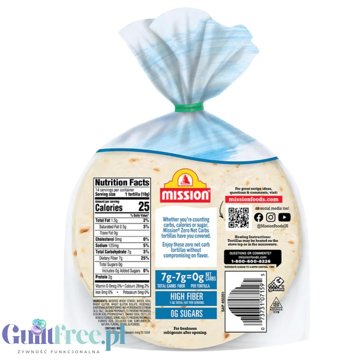 Mission Foods Zero Net Carb Tortillas - tortille bez węglowodanów 25kcal w sztuce, 14szt - Image 2