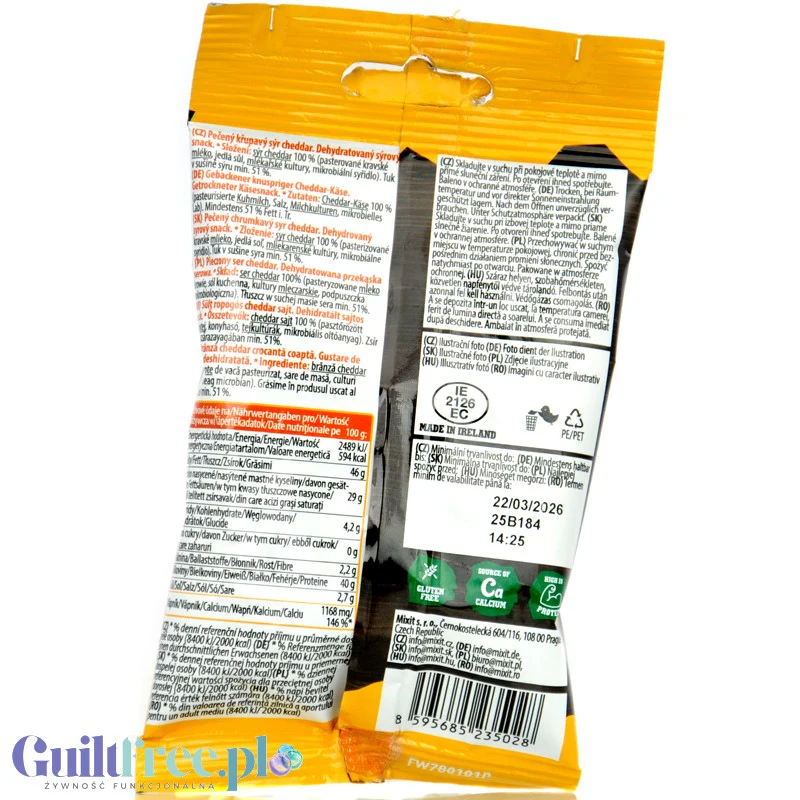 MixIt Crunchy Cheese Irish Cheddar 20g - chrupiące kosteczki sera bez węglowodanów - Image 2