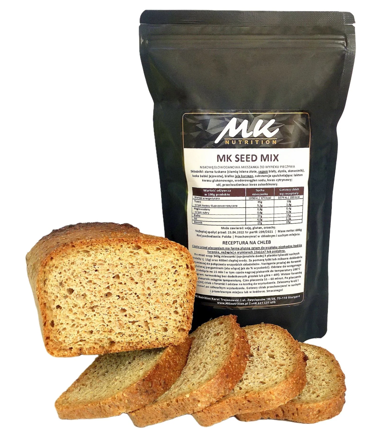 MK Nutrition MK Seed Mix - mieszanka do wypieku KETO chleba wieloziarnistego 1% węglowodanów