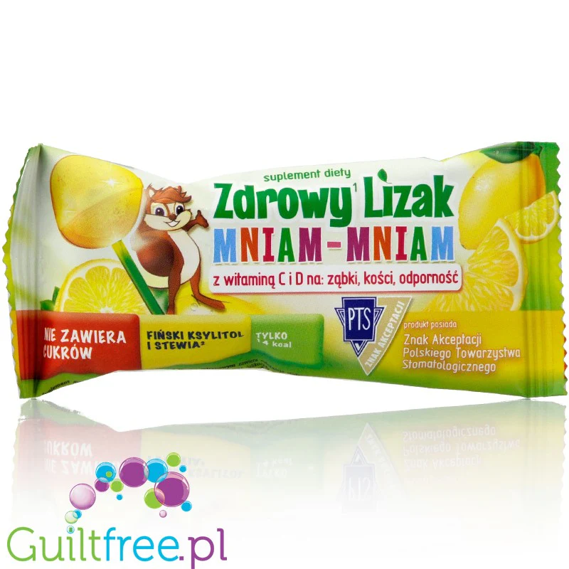 Mniam Lizak cytrynowy bez cukru, z ksylitolem i stewią