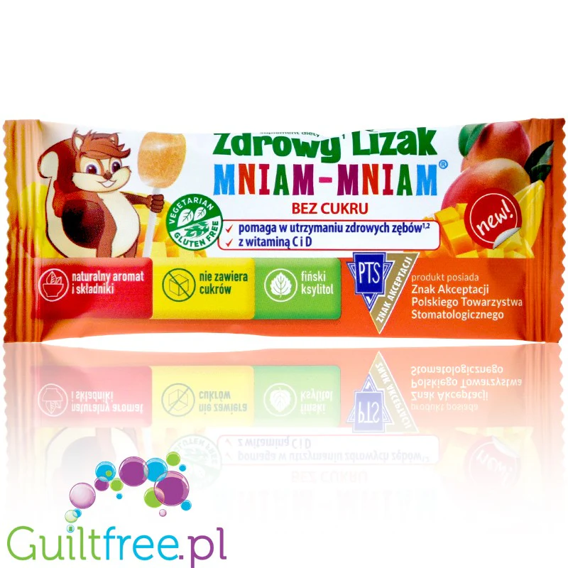 Mniam Lizak Mango bez cukru, z ksylitolem, stewią i witaminami