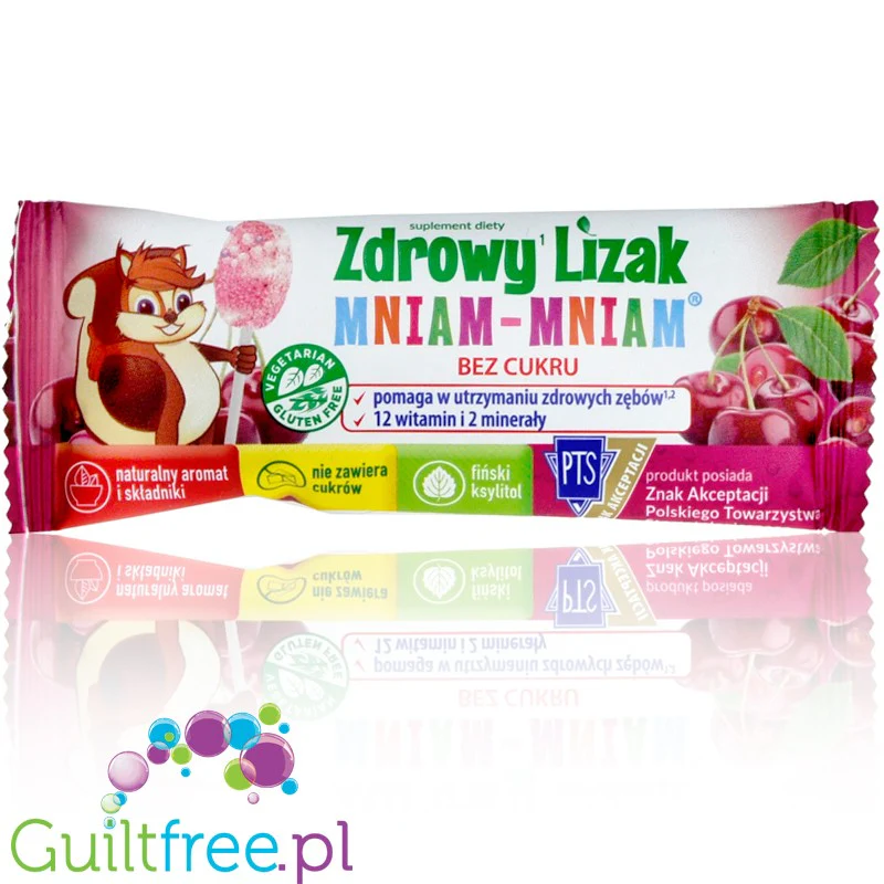 Mniam Wiśnia - lizak wiśniowy bez cukru, z ksylitolem i stewią