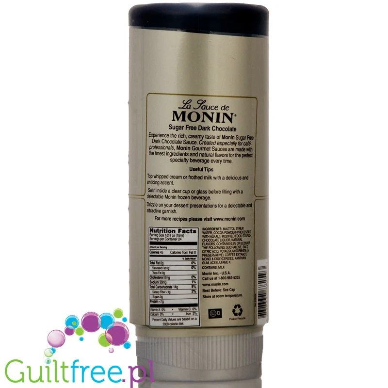 Monin Dark Chocolate Sauce - gęsty sos czekoladowy bez cukru i bez tłuszczu - Image 3
