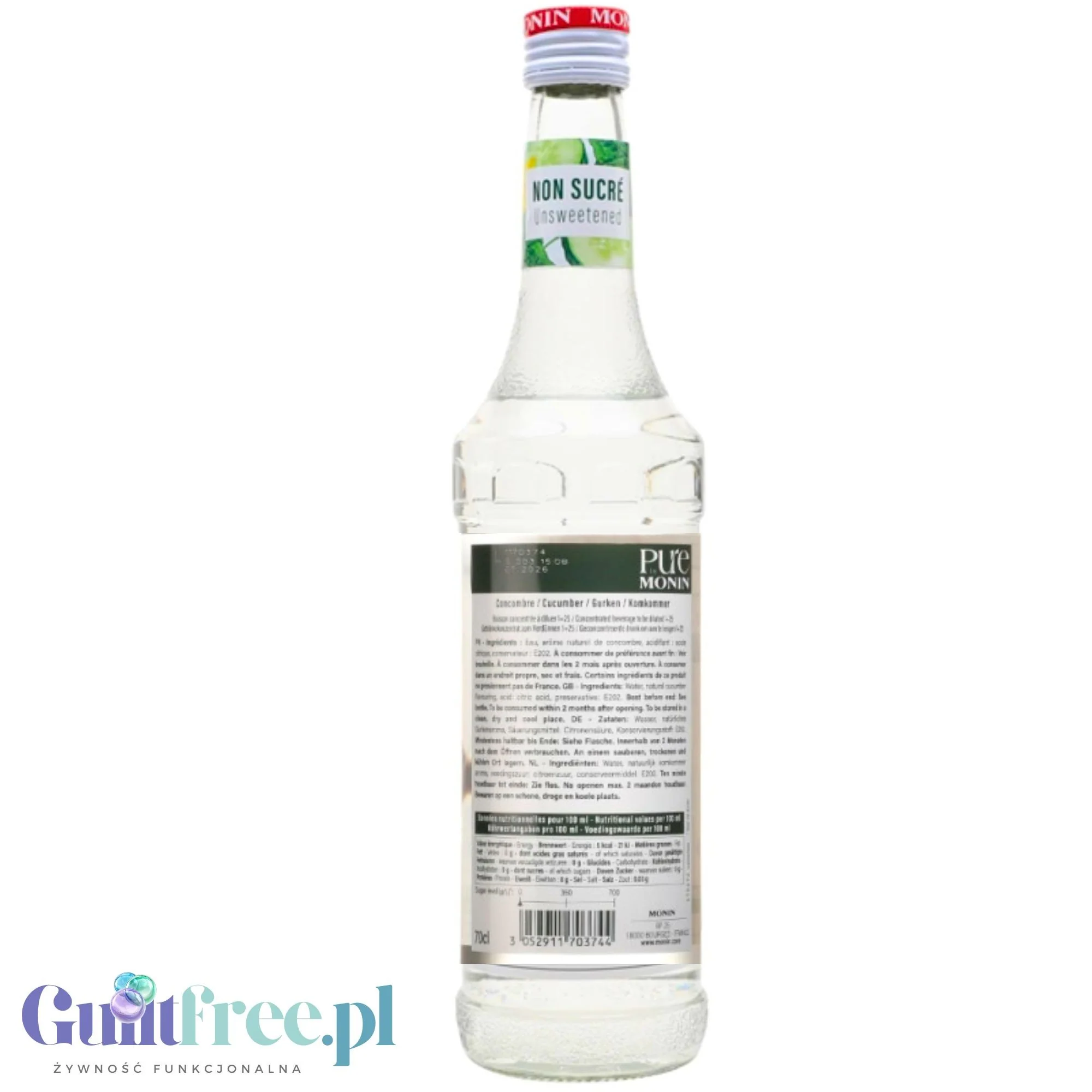 Monin Pure Non Sucré Cucumber - niesłodzony syrop koncentrat bez cukru i słodzików z naturalnymi aromatami - Image 2